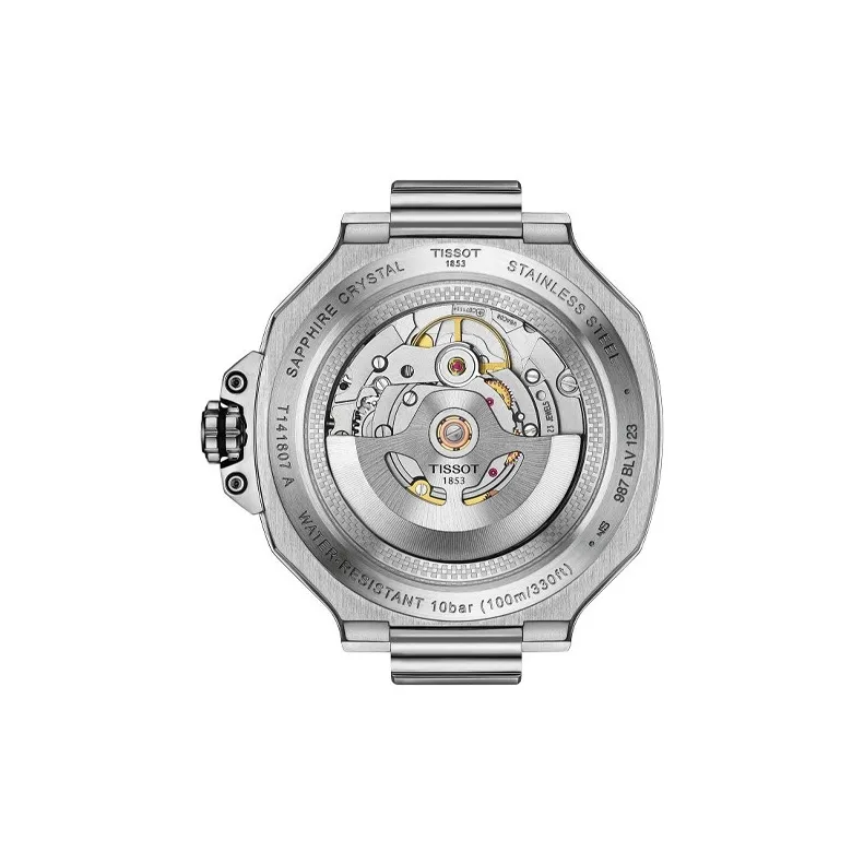 TISSOT Automatic Mechanical Movement Men's Watches Watch 41mm Black Dial Steel Case Silicone Strap-1