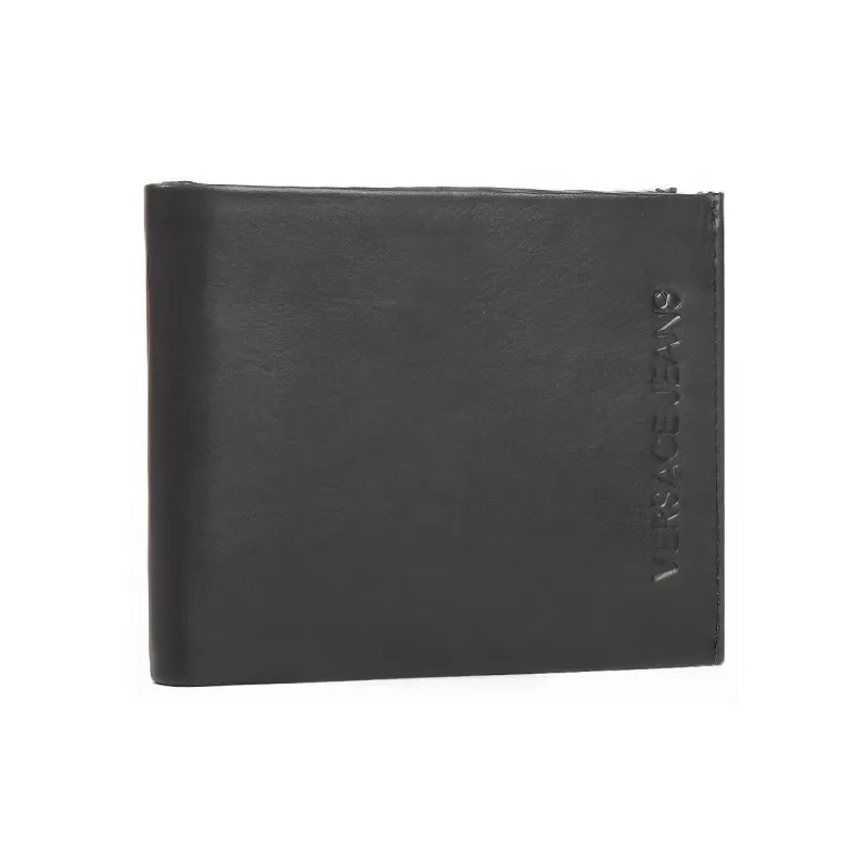 VERSACE JEANS COUTURE Calfskin Card Holder Wallet Men's Black-1