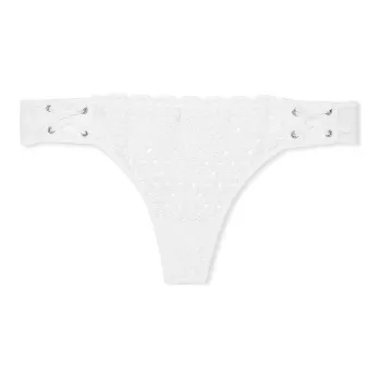 Victoria's Secret DREAM ANGELS Eyelet Lace Up Thong Panty /W Underpants Women's 1 Pack White