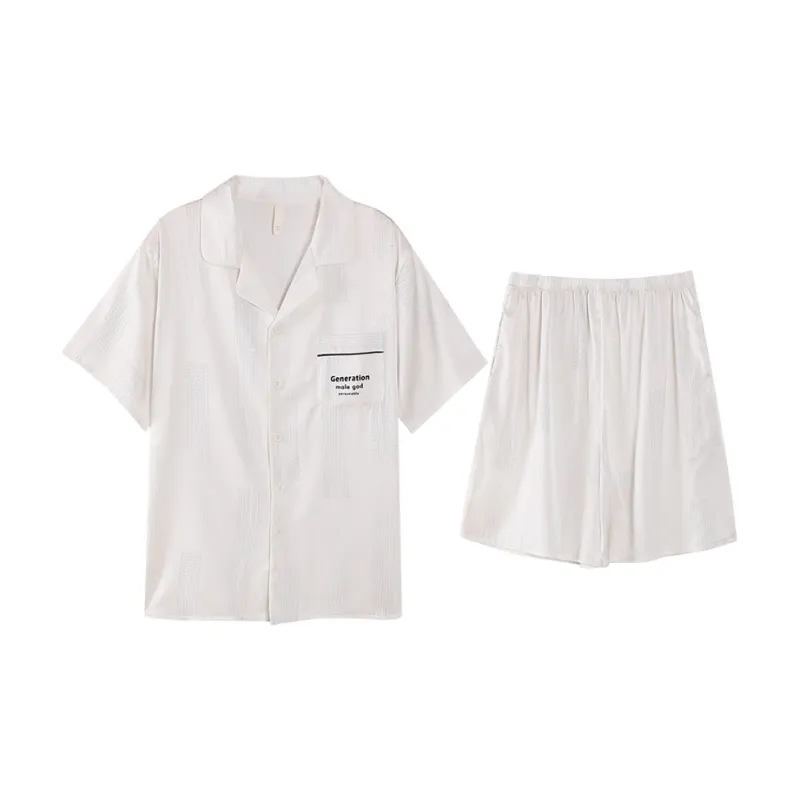 JinShaLa Pajama Set Men's White-0