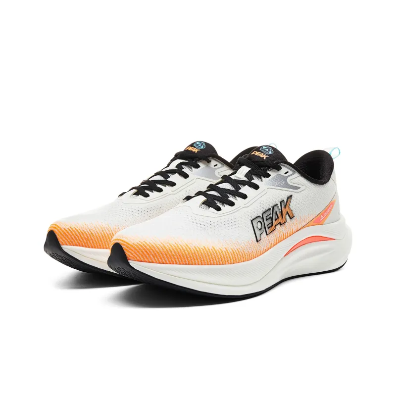 PEAK Cushioned Wear-Resistant Lightweight Slip-Resistant Running Shoes Men's Super-Light White Orange-2