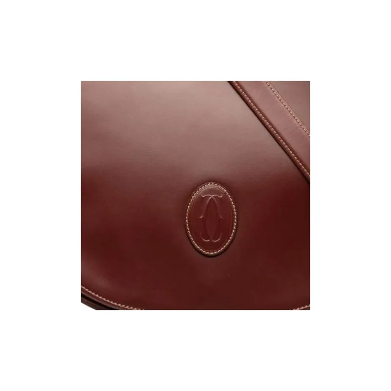 CARTIER Must De Cartier Calfskin Shoulder Bag Crossbody Bag Women's Brown-4
