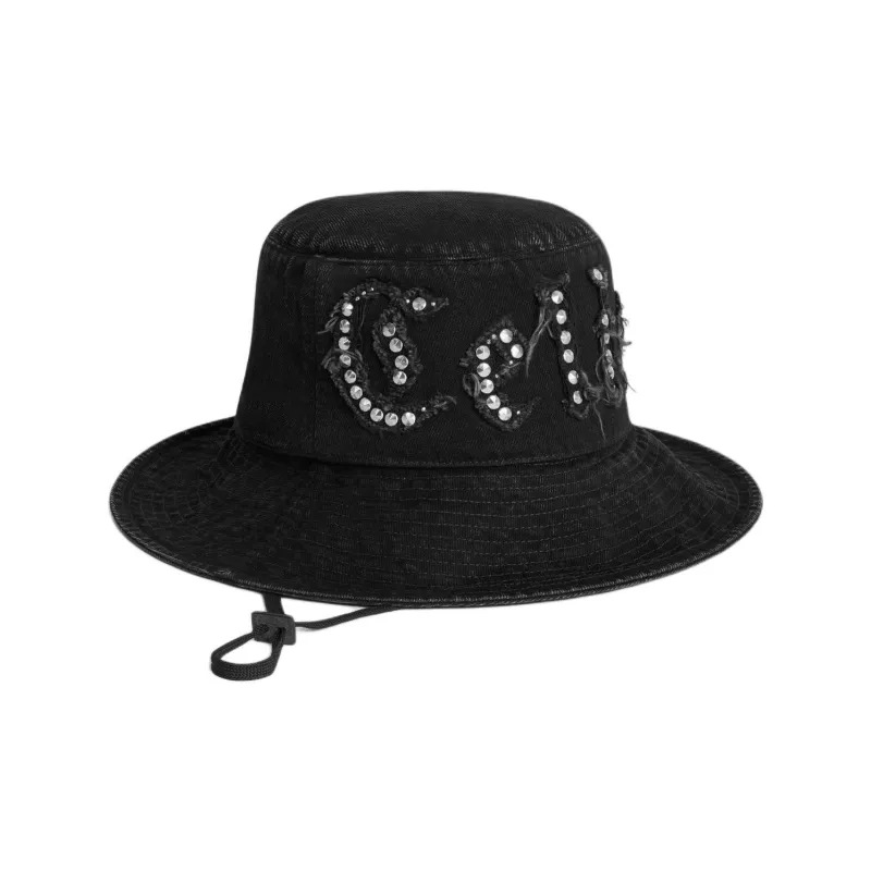 CELINE Gothic Bucket Hat With Drawstring In Rigid Cotton-1