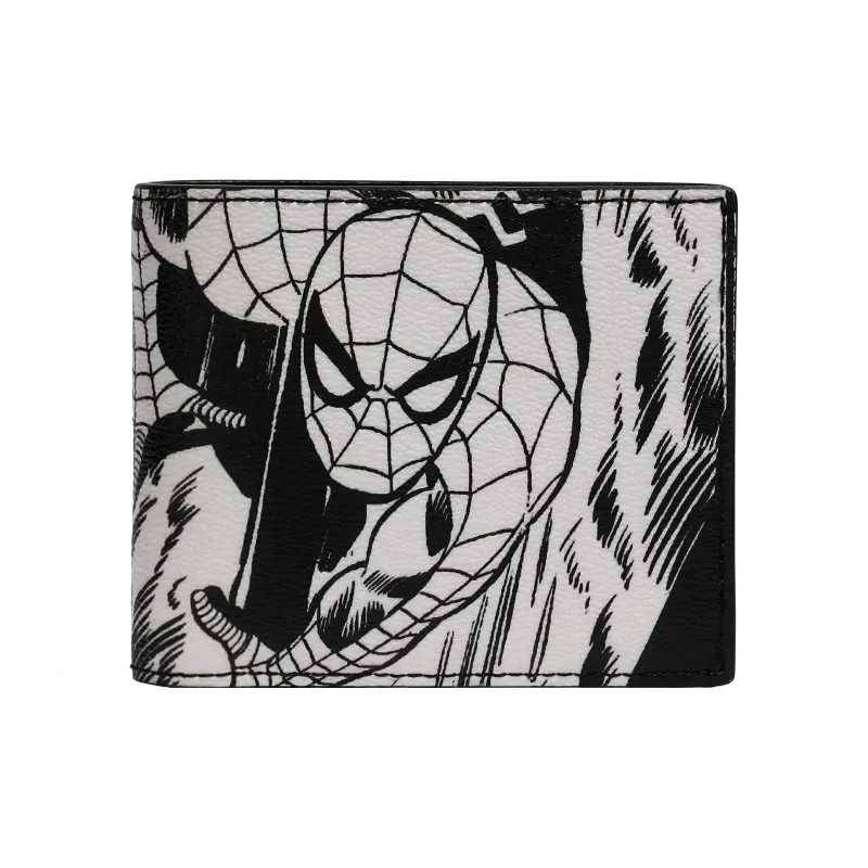 COACH MARVEL Collaboration 3 IN 1 Wallet Leather Coin Purse Card Holder, Wallet Men's Black White-0