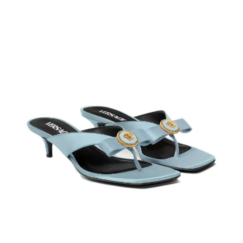 VERSACE Gianni Bow 45mm Leather Mules-2