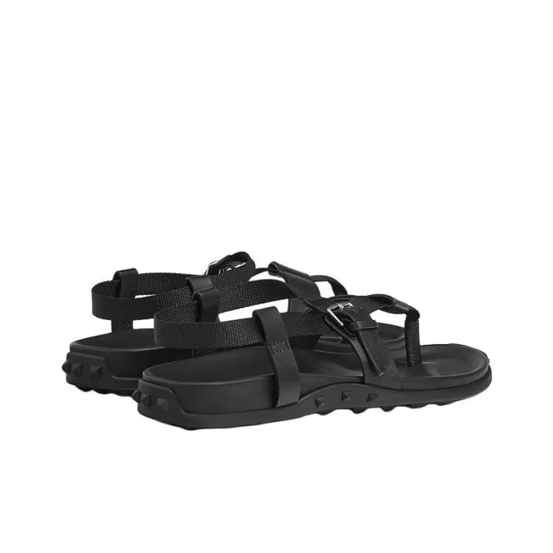 HERMES One Strap Sandals Women's Black-4