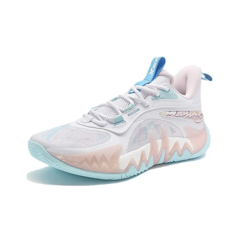 XTEP Reverse 2nd Generation Cushioning Low Top Basketball Shoes Men's Pink Blue-1