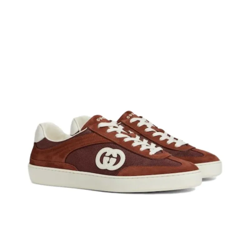 GUCCI Interlocking Low Top Skateboard Shoes Men's Red-2