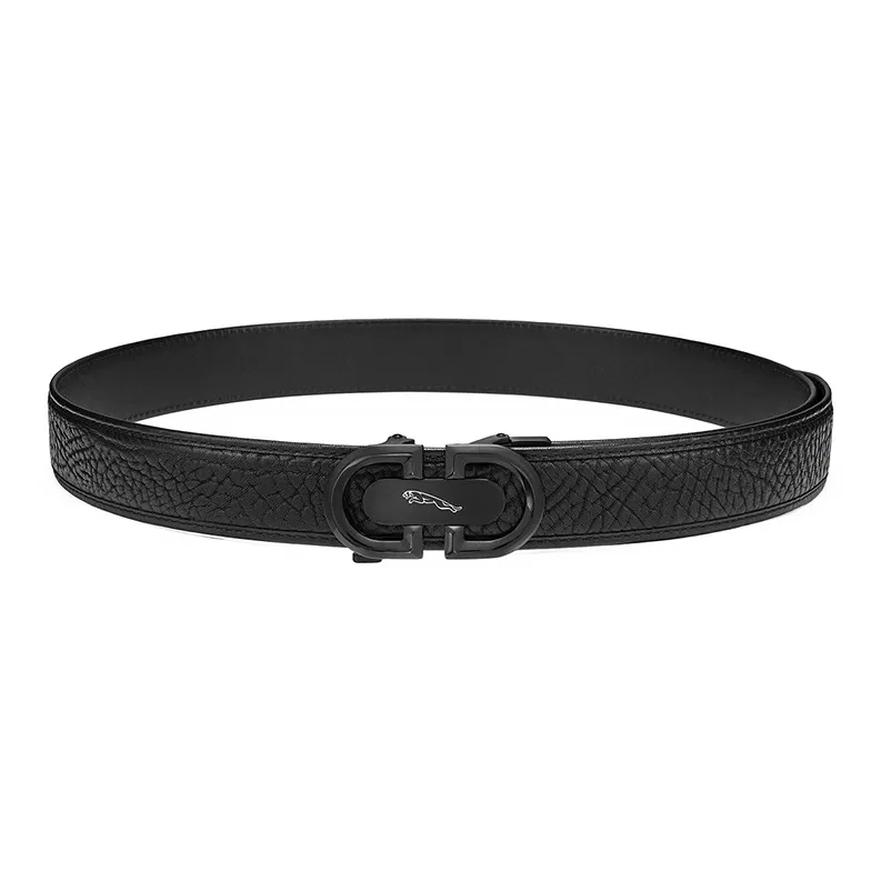 JAGUAR Classic High End Business Casual Automatic Buckle Wild Buffalo Leather Leather Belts Men's Gunmetal Width  3.5cm-3