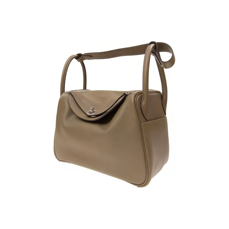 HERMES Lindy Evercolor Calfskin Handbag Shoulder Bag Women's D0 Beige Weimar Dog Beige-1