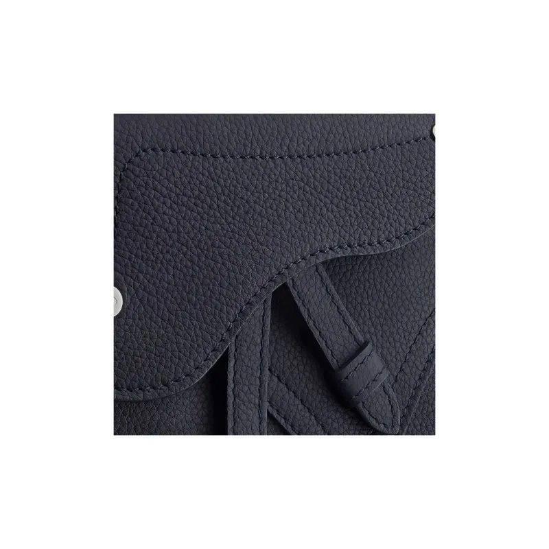 DIOR Saddle Grained Calfskin Saddle Bag Handheld One Shoulder Crossbody Fanny Pack Sling Bag Men's Navy-4