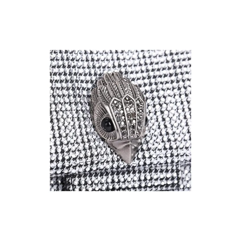 Kurt Geiger London Houndstooth Fabric Shoulder Bag Crossbody Bag Mini Women's Silver-4