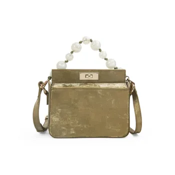 TOMATO&POTATO Cow Leather Crossbody Bag Shoulder Bag Regular Women's Olive Green/Ice Green/Silver/Ivory