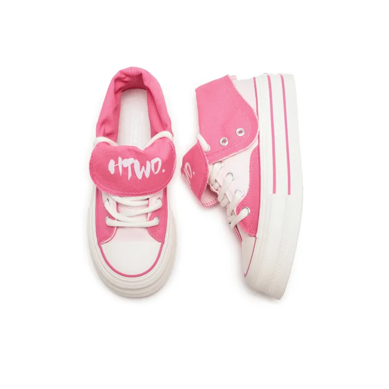 Hotwind Height Increasing Wear-Resistant Slip-Resistant Mid-Top Canvas Shoes Women's-7