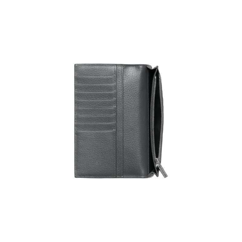 GUCCI Canvas With Leather Trim Wallet Men's Gray & Black-4