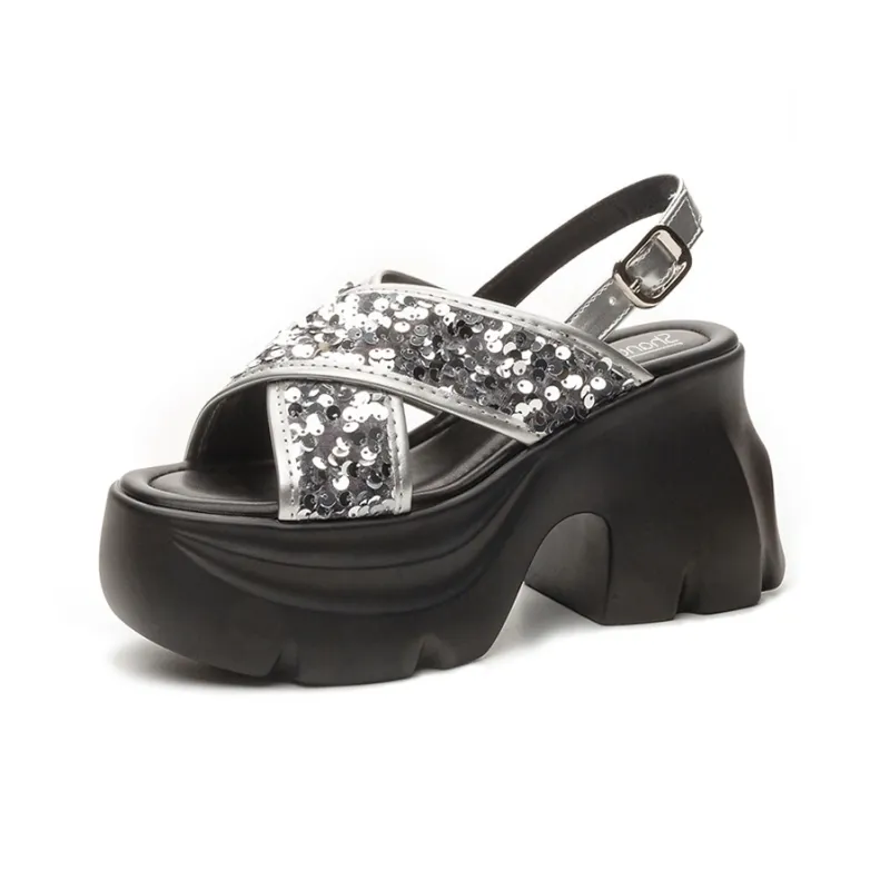 Shangjinni One Strap Sandals 8cm Women's-0