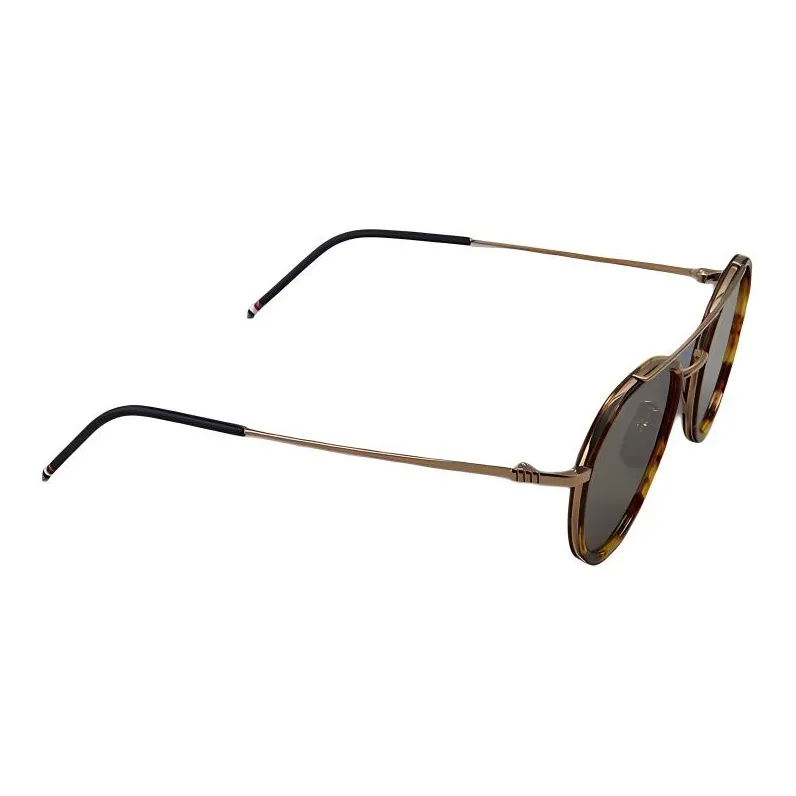 THOM BROWNE· Plate Frame Titanium Alloy Aviator Sunglasses Unisex Brown-2