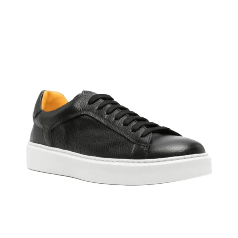 DOUCAL'S Logo Debossed Round Toe Sneakers-2