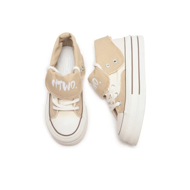 Hotwind Height Increasing Wear-Resistant Slip-Resistant Mid-Top Canvas Shoes Women's-11
