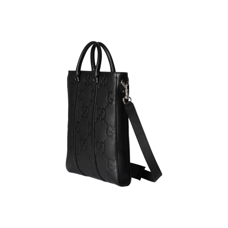 GUCCI Leather One Shoulder Crossbody Briefcase Handbag Medium Size Men's Black-2