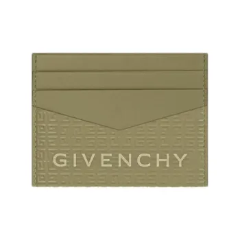 GIVENCHY 4G Calfskin Card Clip Card Holder Micro Men's Khaki
