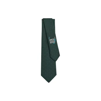 HERMES Mulberry Silk Ties Unisex Green