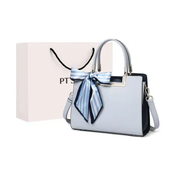 PT'SON Cow Leather Portable Crossbody Bag Shoulder Bag Regular Women's Blue White
