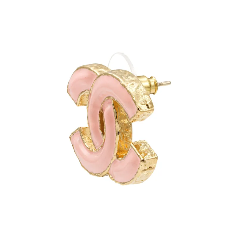CHANEL Enamel Stud Earrings Women's Pink-2