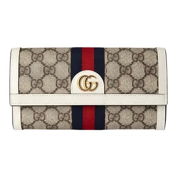 GUCCI Ophidia Canvas With Leather Wallet Women's Ebony/White