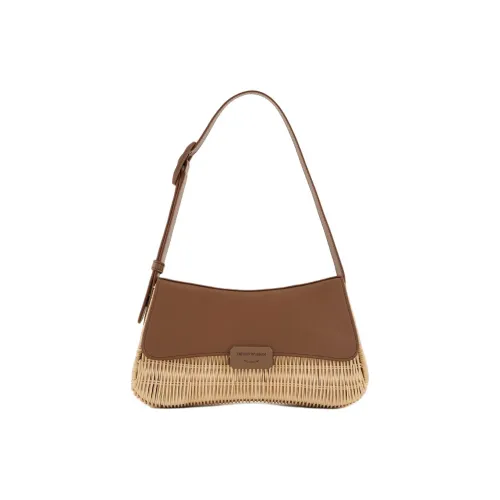 EMPORIO ARMANI Polyurethane PU Handbag Shoulder Bag Women's Brown
