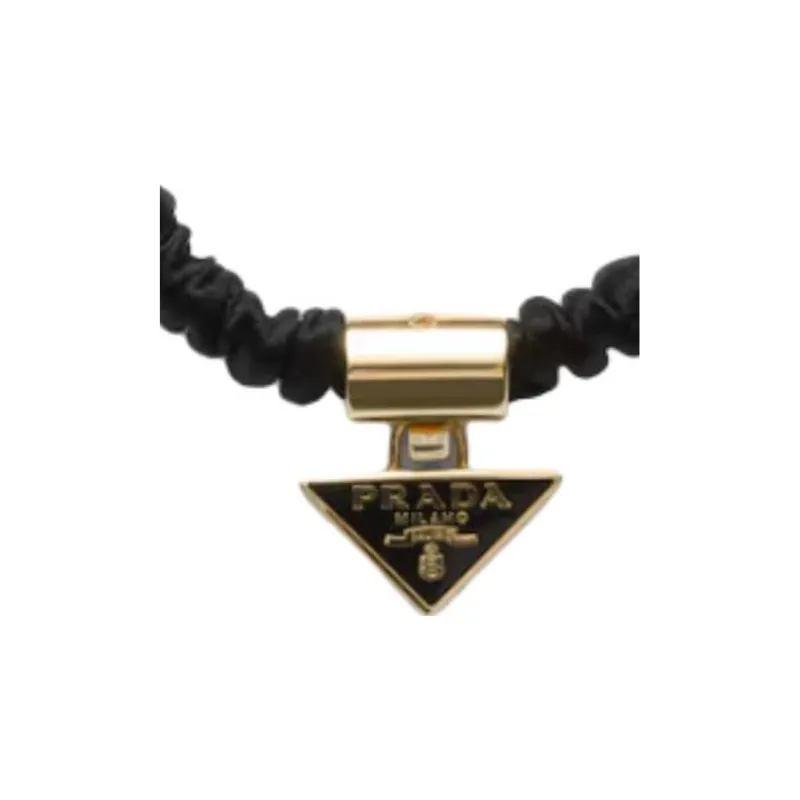 PRADA Fabric, Enamel Coating, Metal Hair Tie Women's Black/Blue-2