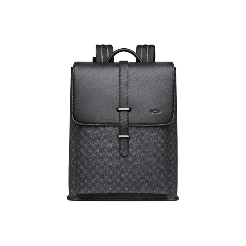 GOLDLION Artificial Leather With Cow Leather Backpack Regular Men's Black-0