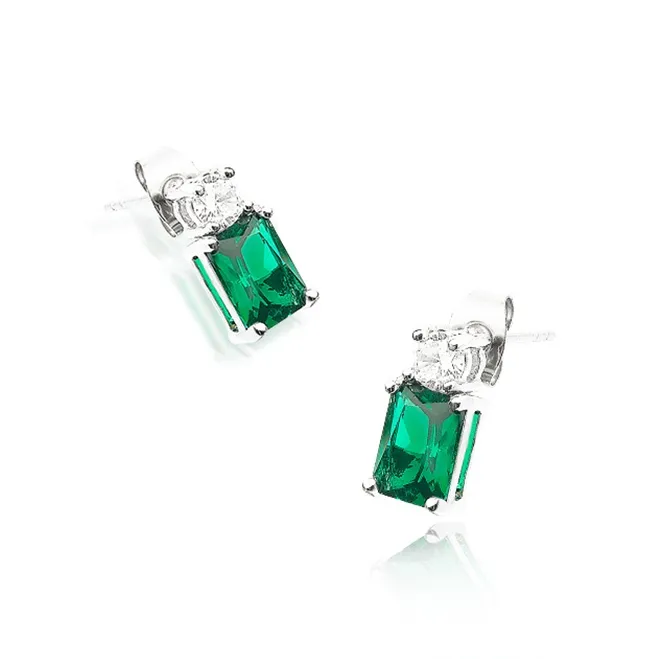 CHIARA FERRAGNI Zircon, Rhinestones, 18K Gold Plating Italian Luxury Light Earrings Set Women's Green-0