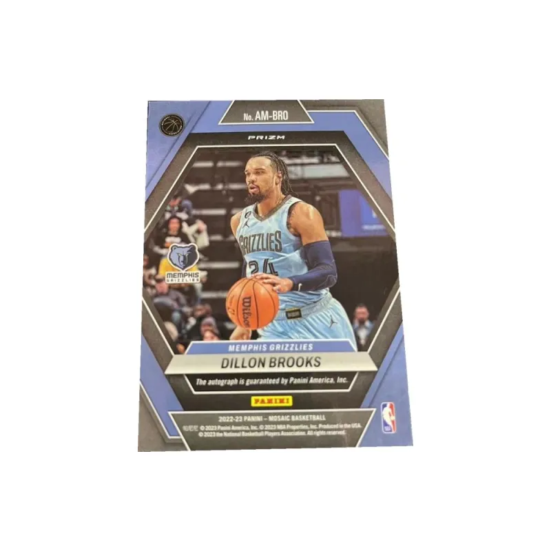 PANINI 22 23 Grizzlies, Mosaic, Signature, Refractor, Dillon Brooks, Player Card, Card Product Access Sports Cards 1 Pc-1