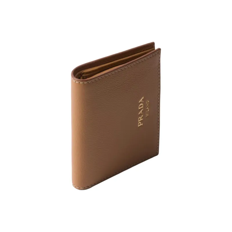 PRADA Leather Wallet Women's Camel-3
