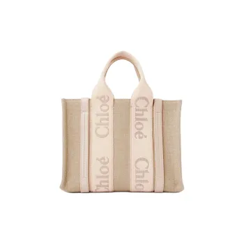 Chloe Woody Linen With Calfskin Tote Bag, Shopping Bag, Shoulder Bag, Crossbody Bag, Handbag Trumpets Women's Wild Gray