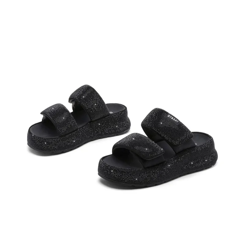 ST&SAT Slide Slippers Women's Black/Pink/Gray/Purple-3