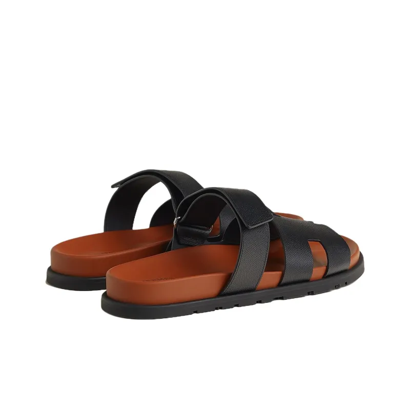 HERMES Chypre Slide Slippers Men's Black-4
