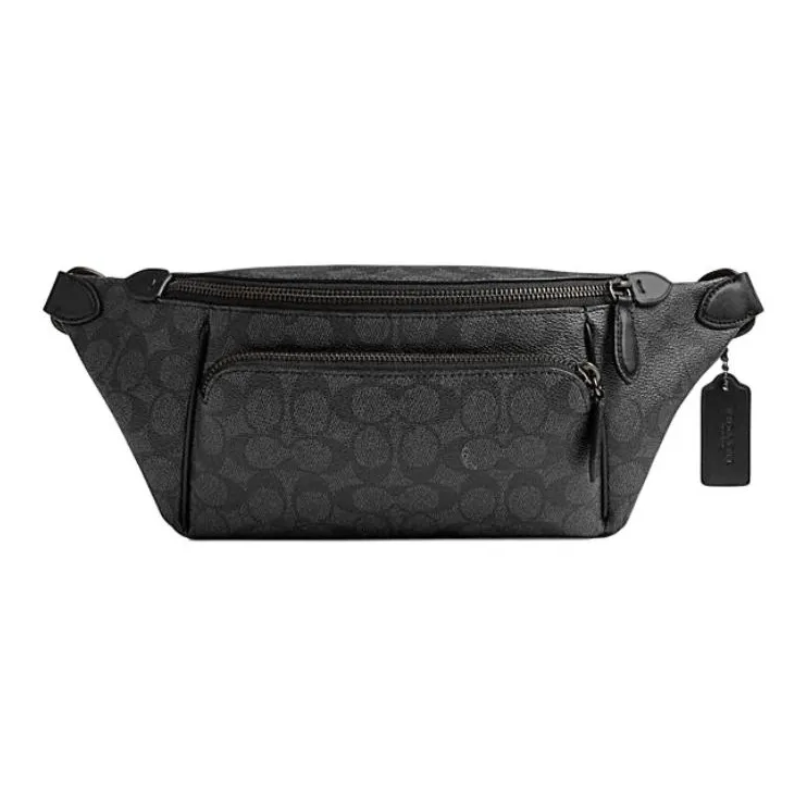 COACH League Coated Canvas Fanny Pack Large Size Men's Black-0