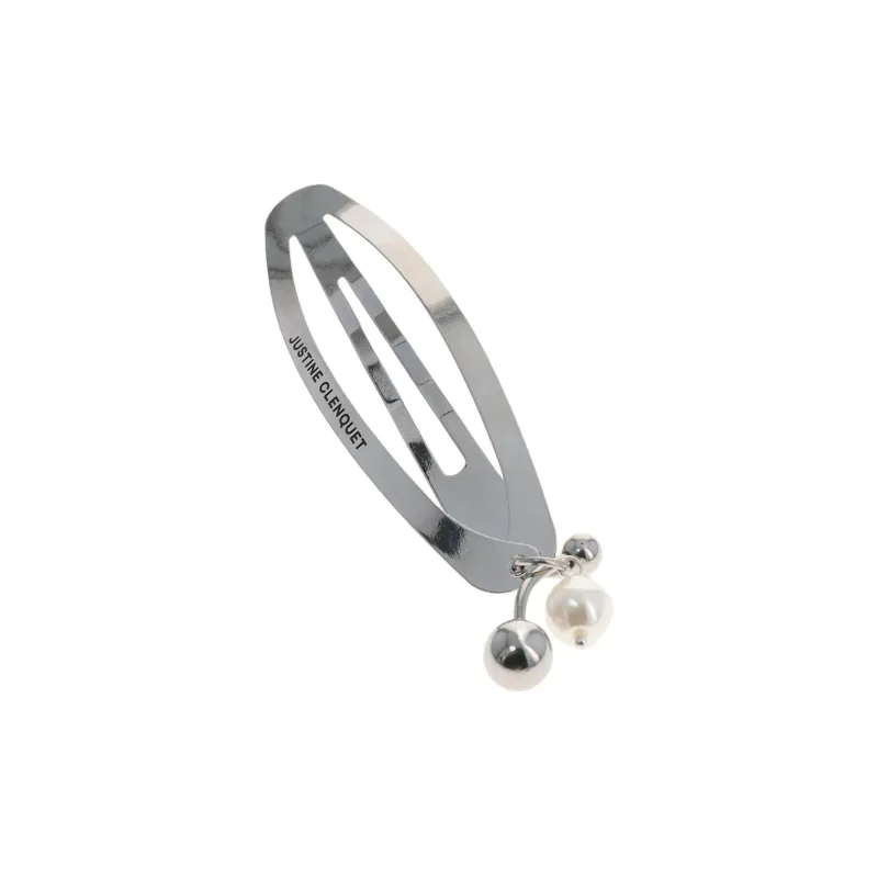 JUSTINE CLENQUET JEWELLERY Brass Palladium Crystal Pearl Hair Clips Unisex Silver-1