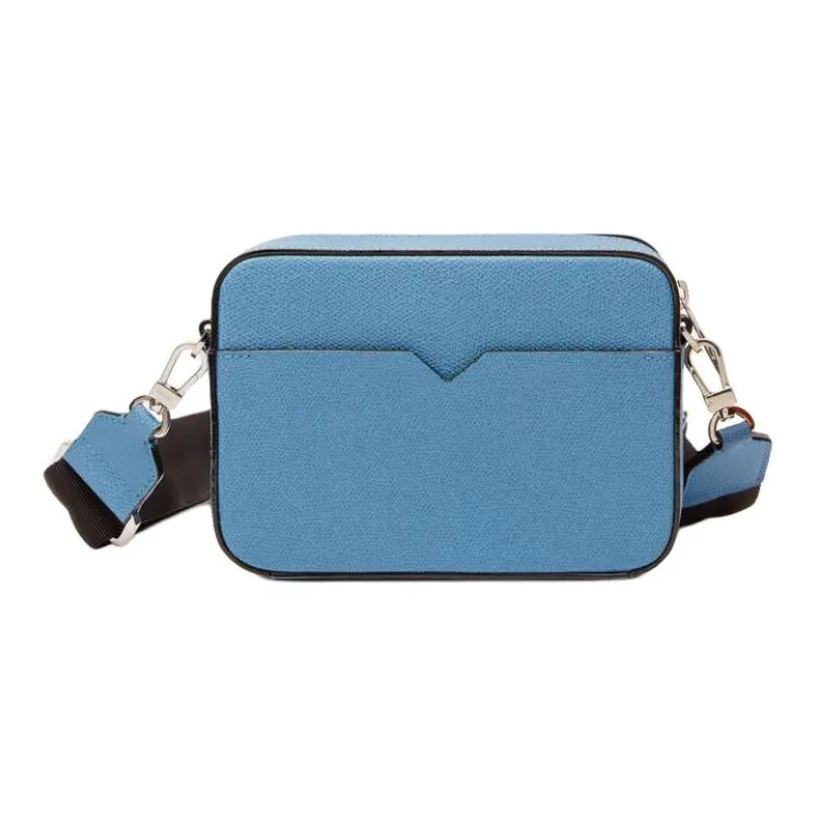 Valextra Millepunte Calfskin Shoulder Bag, Crossbody Bag Mini Men's Blue-1