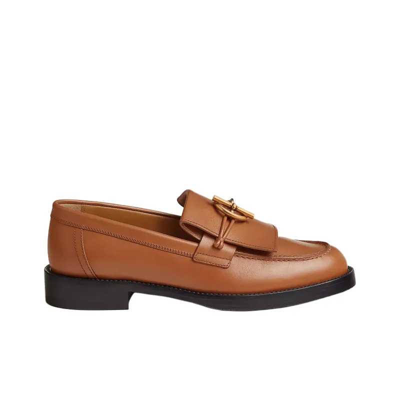 HERMES Impact Loafers Women's Brown-1