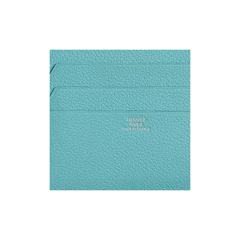 HERMES Evercolor Calfskin Card Holder Men's 3P Bleu Atoll Lake Blue With Macaron Blue And Ring Reef Blue-2