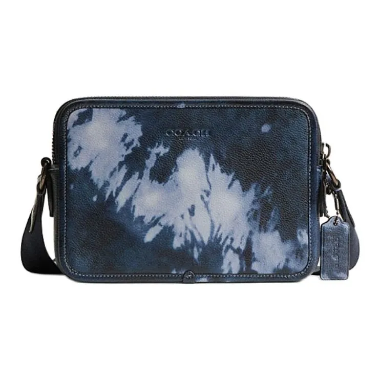 COACH Charter Leather Shoulder Bag Crossbody Bag Medium Size Men's Midnight Navy-0