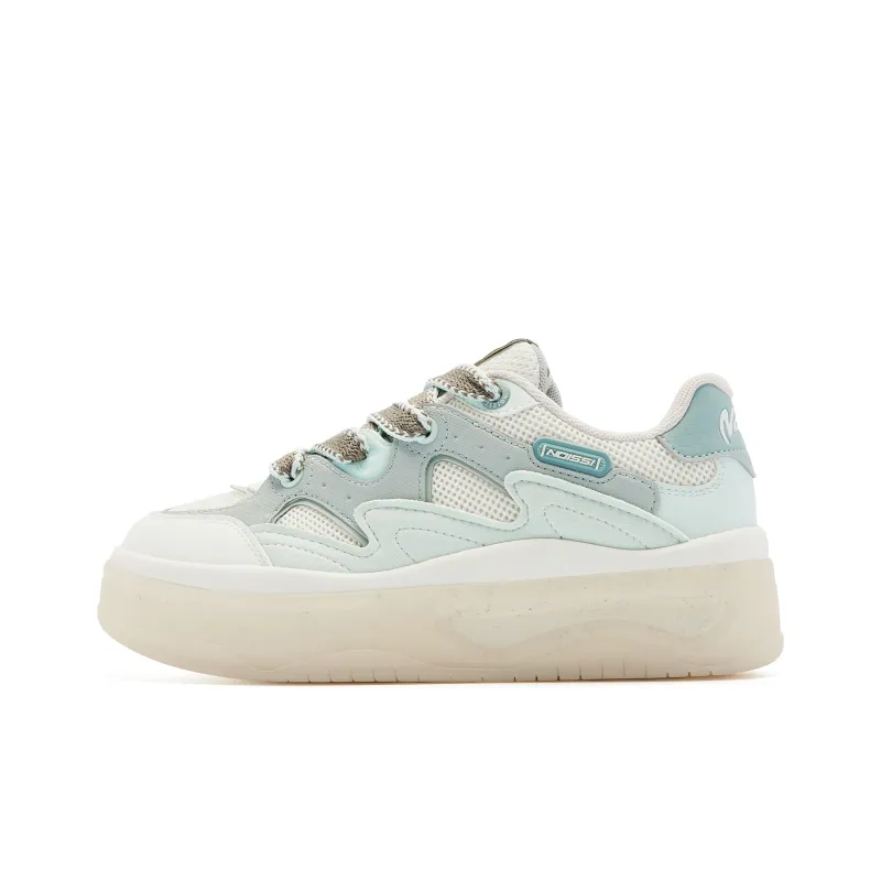 QIAODAN Jelly Skateboard Shoes Women's Low Top Light Mist Green-0