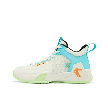 QIAODAN Kill Shot 1.0 Basketball Shoes Men Low Top Ivory Lake Blue