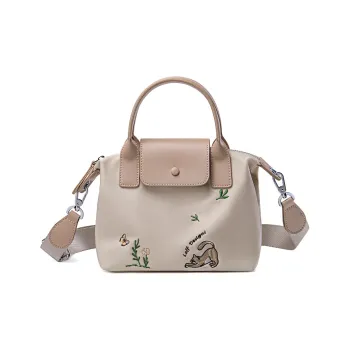 LEFF Nylon Fabric Dumpling Bag Shoulder Bag Crossbody Bag Medium Size Women's Light Apricot Pink