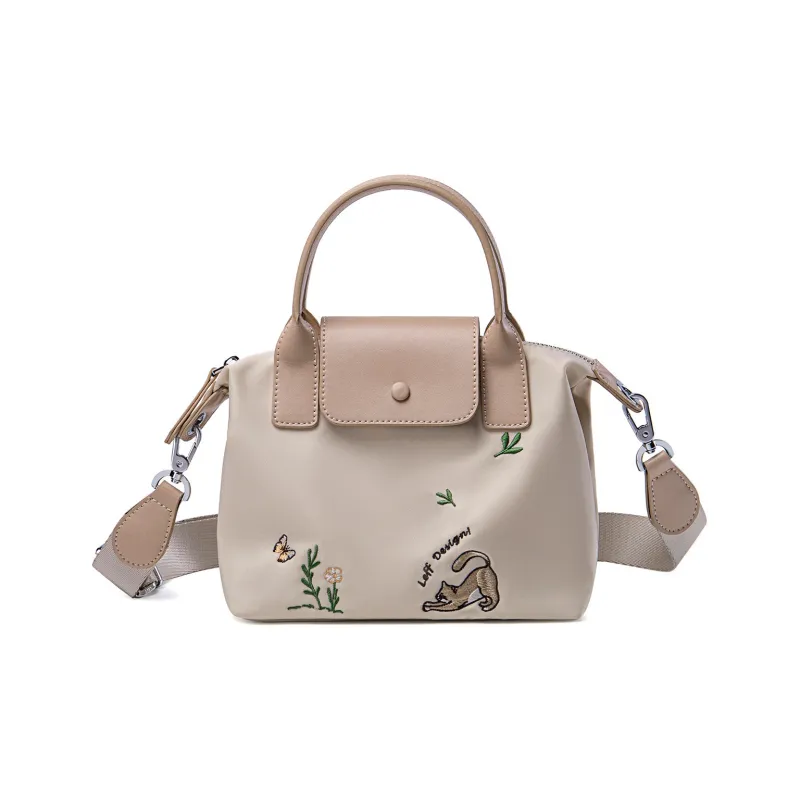 LEFF Nylon Fabric Dumpling Bag Shoulder Bag Crossbody Bag Medium Size Women's Light Apricot Pink-0