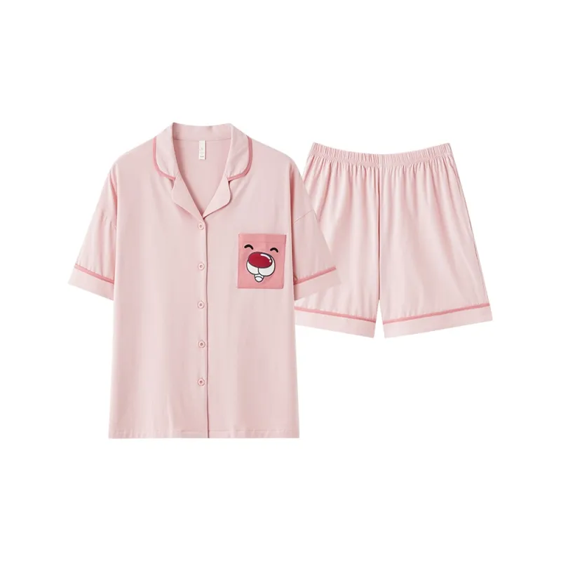 White Ran Pajama Set Women's Light Pink-0