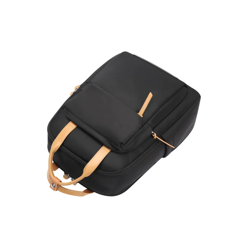 BOPAI Top Grain Cow Leather Backpacks Backpack Laptop Bags Regular Women's Black-4